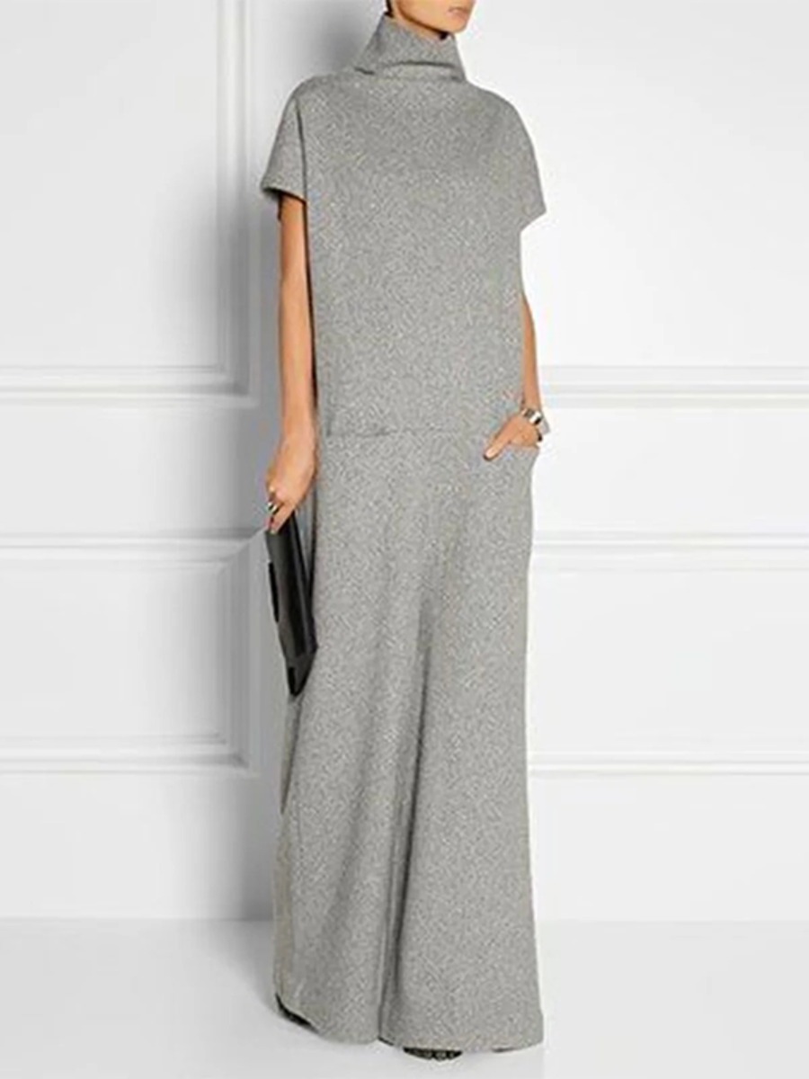 Women Formal Wear Zara - Freeacy katı gri kadın rahat elbise