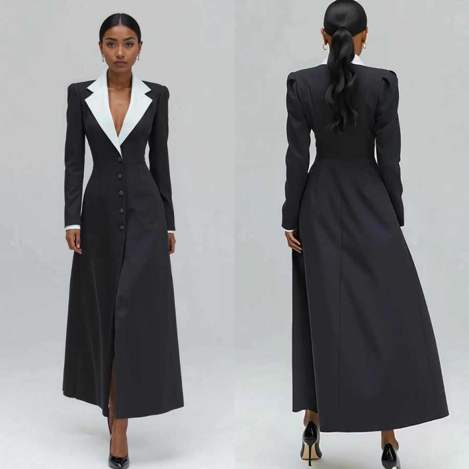 Women Formal Party Wear Dress - A Line Kadın Uzun Blazer Ceket