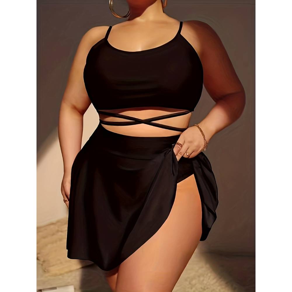 Monochrome Suit Set - Cikini-kadınlar için tek renkli mayo, büyük