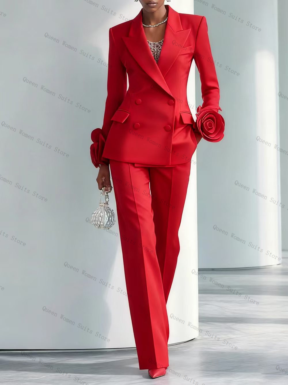 Women'S Formal Wear Jackets - Lüks Kırmızı Kadın Takım Elbise Seti
