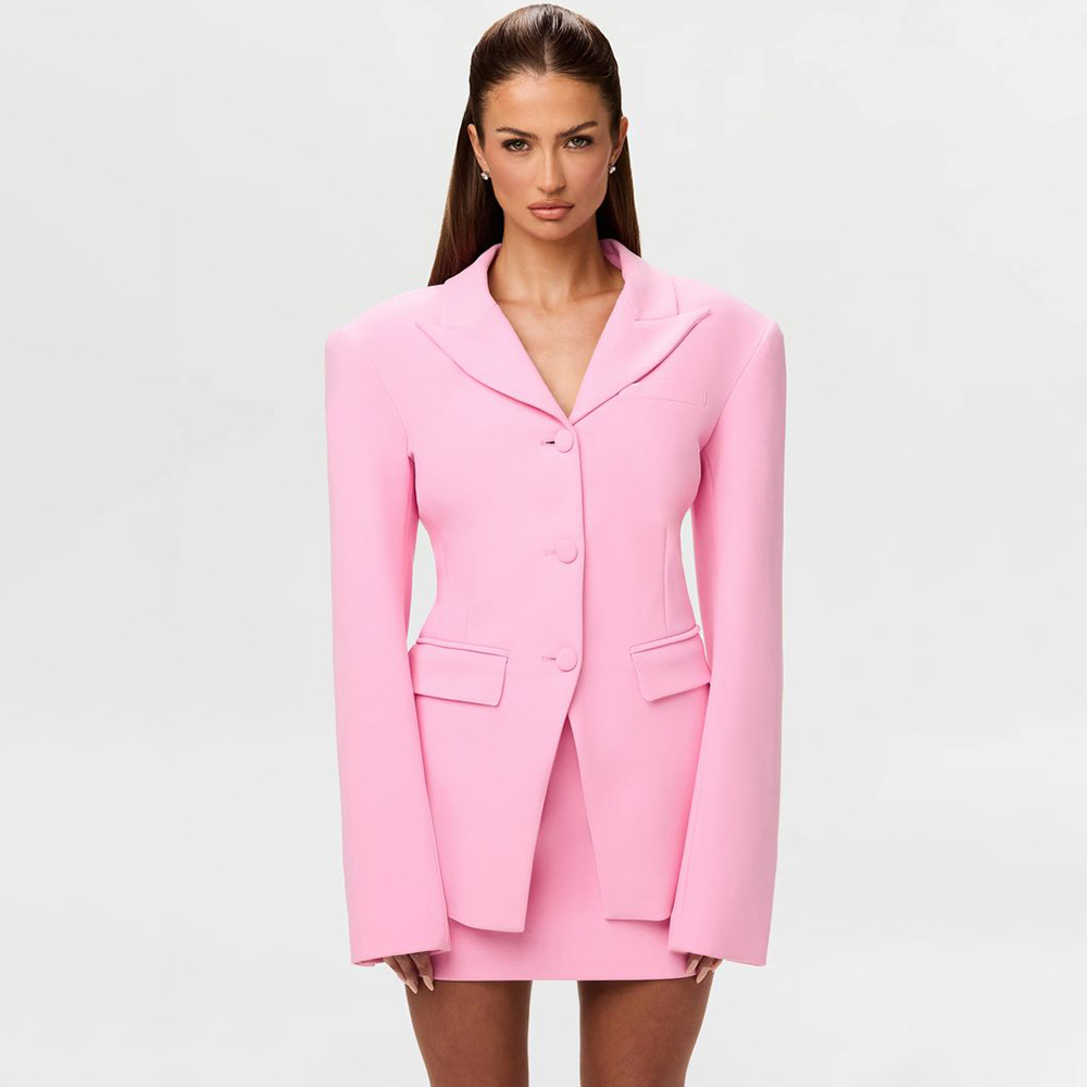 Women'S Formal Wear Jackets - Canlı Pembe Kadın 2Pic Takım Elbise