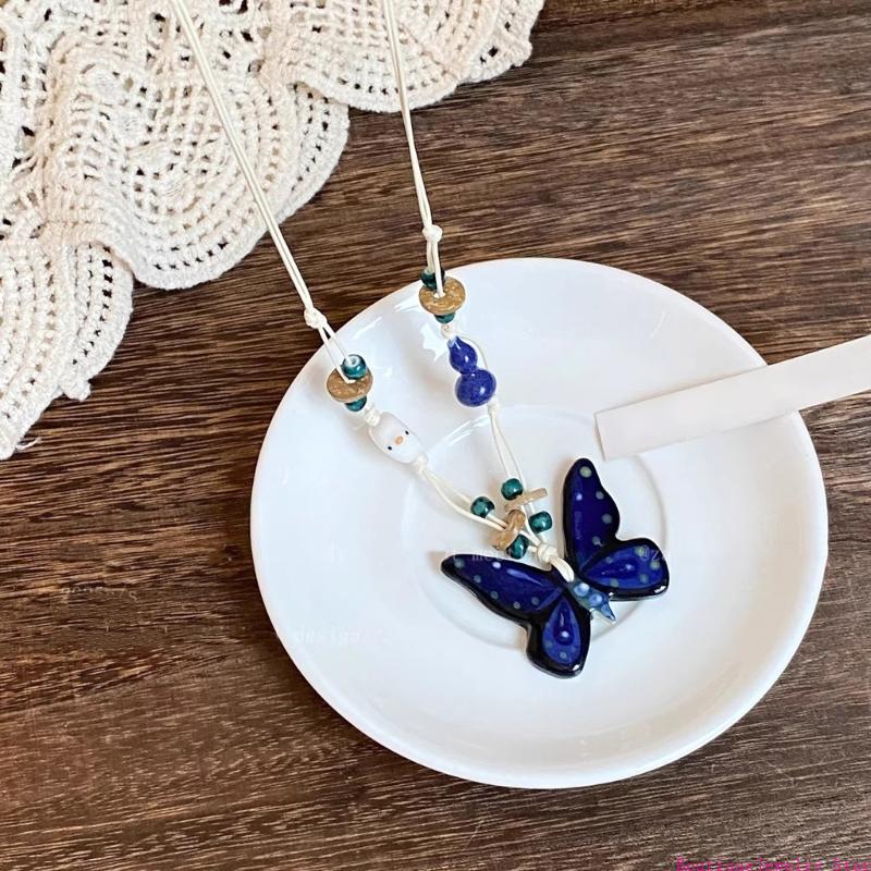 Women Formal Wear Ethnic - E1PE Şık Kelebek Charm Kolye Günlük