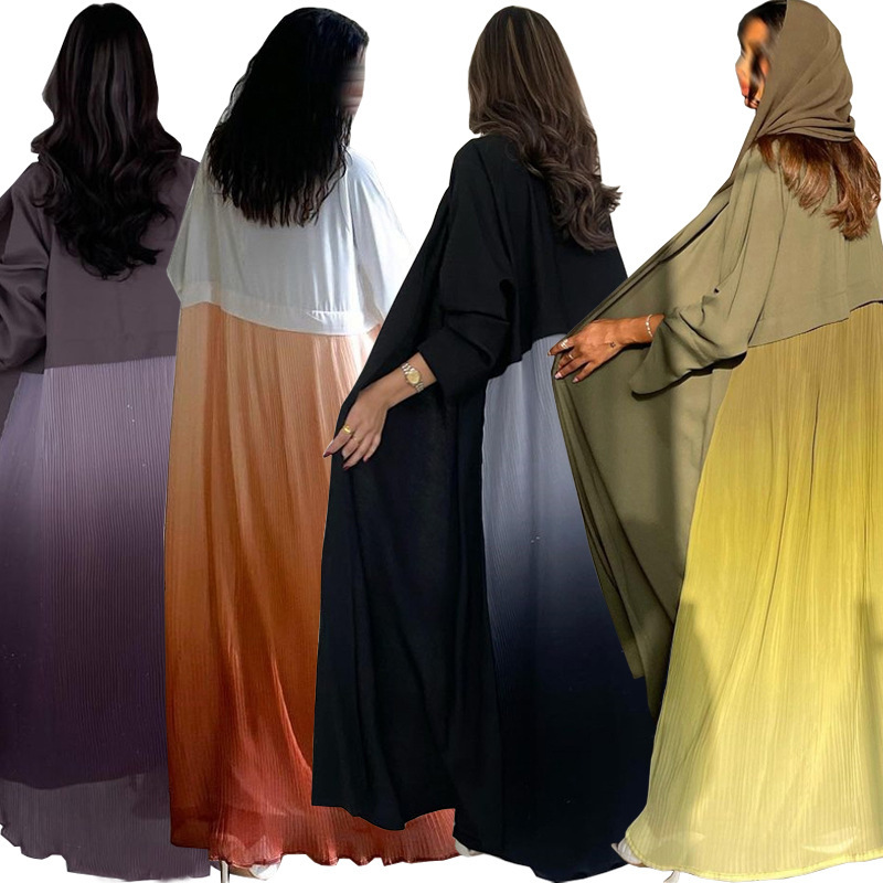 Women Formal Wear Dubai - Müslüman Kadınlar Pileli Abaya Elbise Dubai