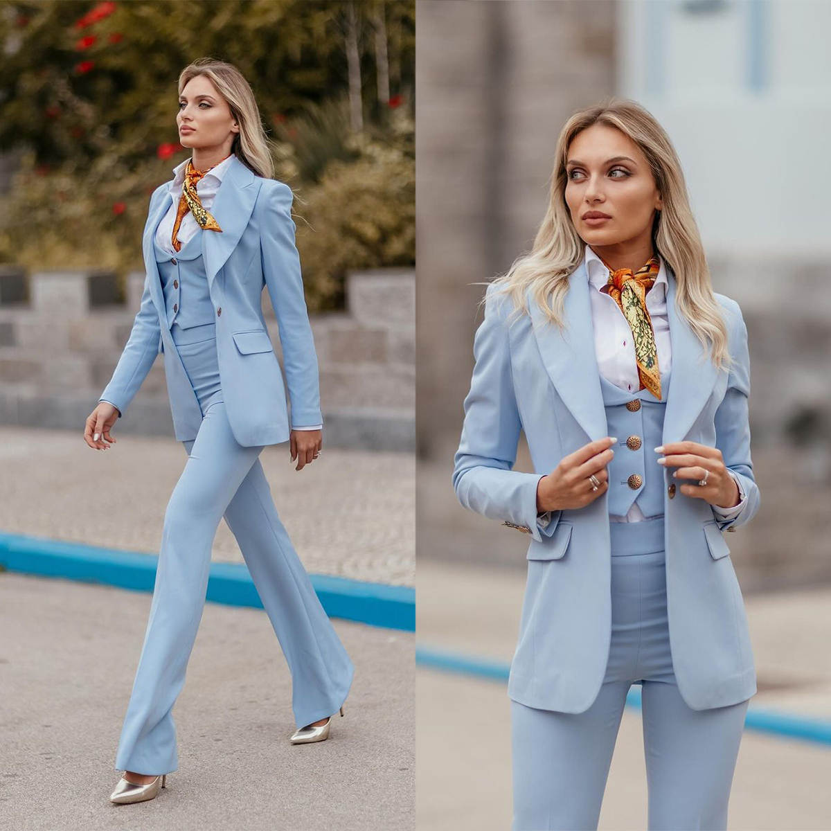 Kadın Resmi Takım Elbise Gök M - Women Formal Party Wear Dress incelemesi ve fiyatı
