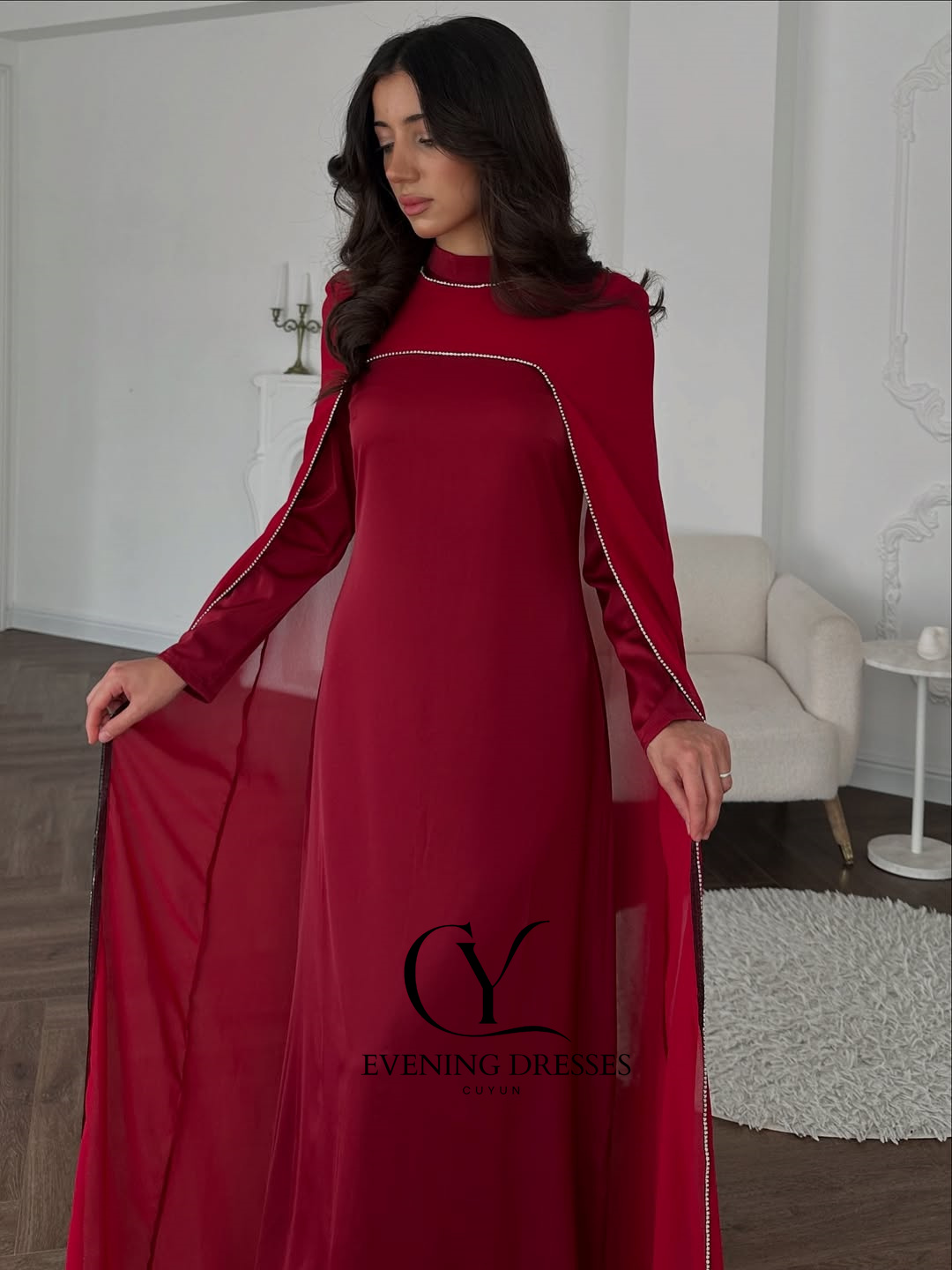 CUYUN Kırmızı Suudi Kadın Abiy - Women Formal Wear Dubai incelemesi ve fiyatı