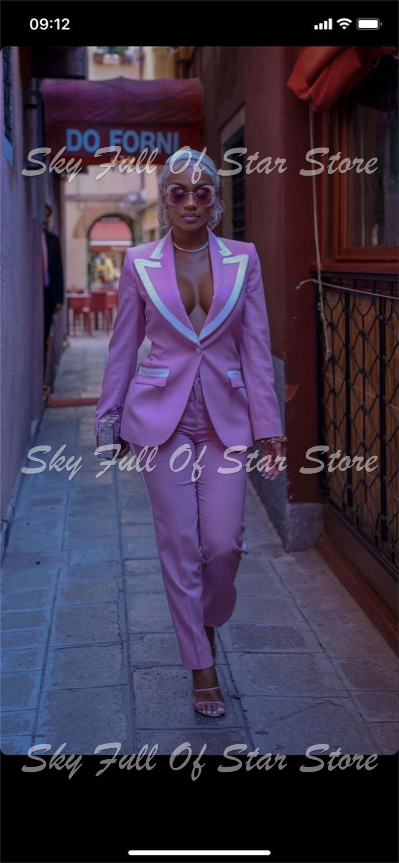Zarif Pembe Beyaz Kontrast Biy - Women Formal Party Wear Dress incelemesi ve fiyatı