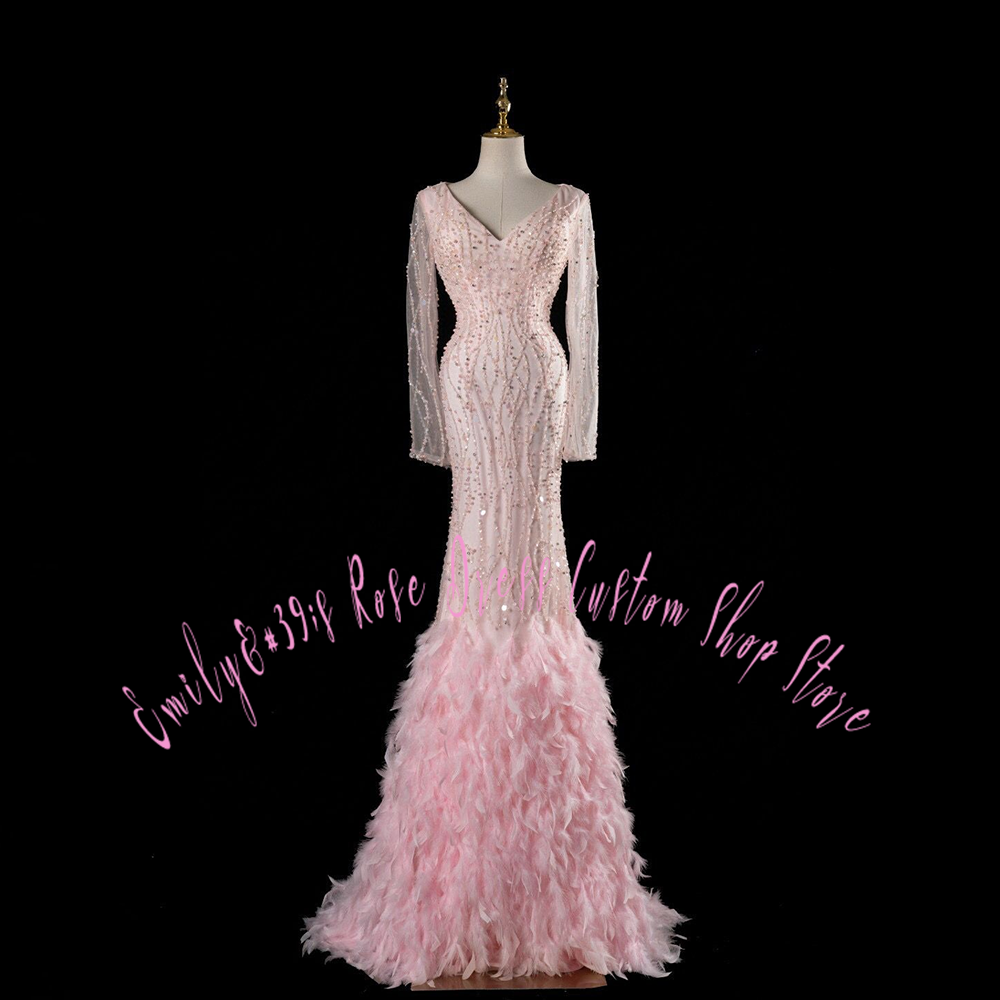 Glam Pembe Tüy Trompet Abiye E - Women Formal Event Wear incelemesi ve fiyatı
